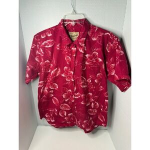 Woolrich Mens Red Floral Print Short Sleeve Button Up Shirt Rugged Outdoorwear